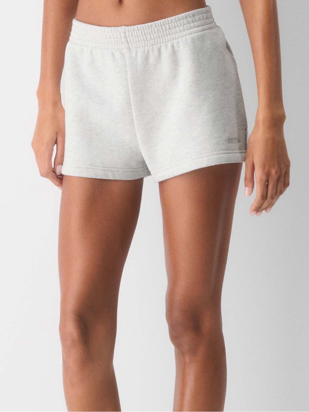 Aritzia cozy sweat fleece perfect micro short heather grey
